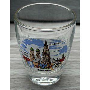 Munchen Germany Shot Glass Vintage Rathaus Frauen Kirche City View